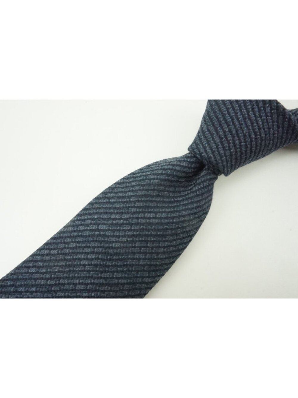 Canali Indigo Slate Blue Woven Striped Wool Blend Tie Brand New With Tags